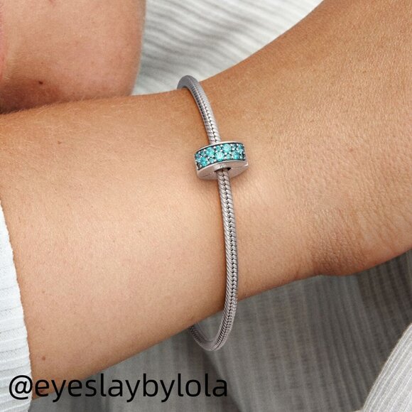 Pandora Teal Pavé Clip Charm - Picture 2 of 5